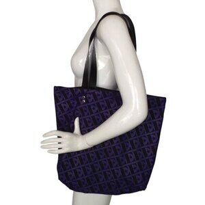 ELTON JOHN Tote, 2 Sided, Purple w/E, Black w/name E, Straps, Canvas, Reversible